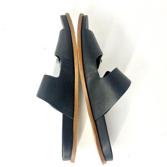 Sz 8.5 - 1.State Women's Ocel Black Leather Dual Buckle Strap Slip On Sandal - Picture 5 of 10